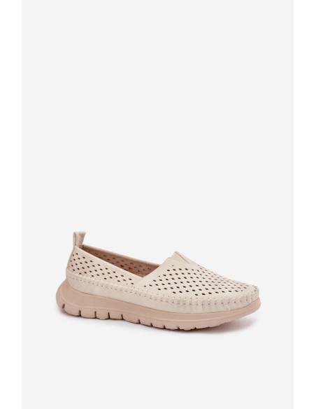 Breathable Light Women's Loafers Sergio Leone MK099H Beige-Gold