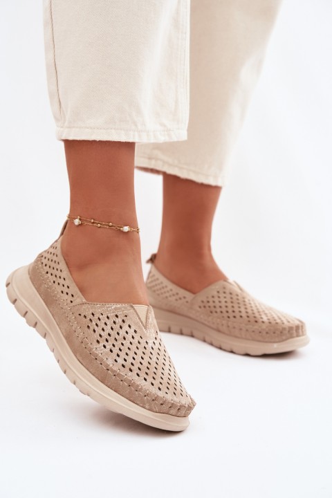 Openwork Light Women's Loafers Sergio Leone MK099H Gold