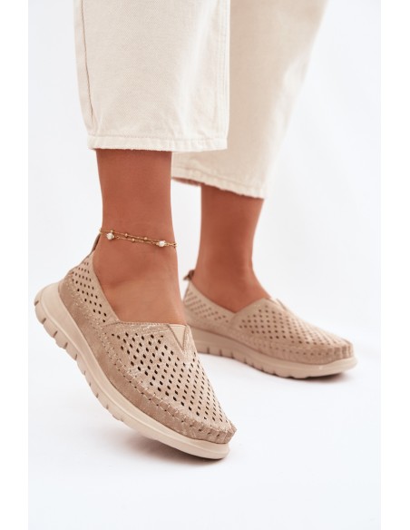 Openwork Light Women's Loafers Sergio Leone MK099H Gold