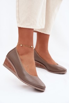 Women's Platform Shoes Vinceza 58629 Dark Beige