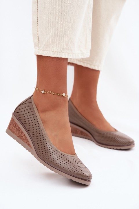 Women's Platform Shoes Vinceza 58629 Dark Beige