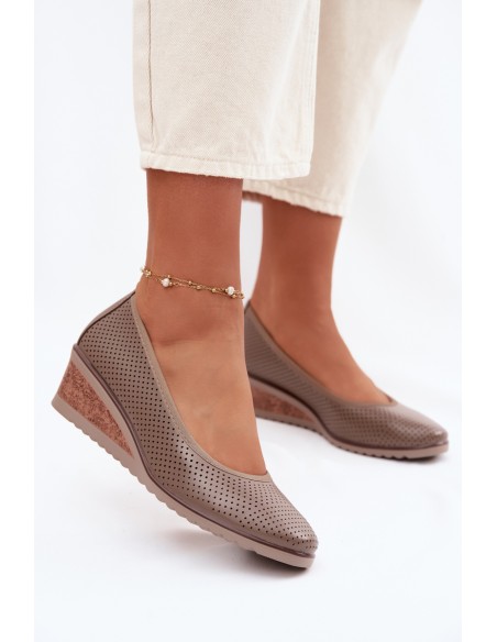 Women's Platform Shoes Vinceza 58629 Dark Beige