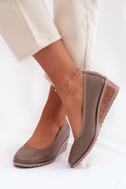 Women's Platform Shoes Vinceza 58629 Dark Beige