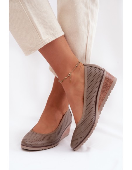 Women's Platform Shoes Vinceza 58629 Dark Beige