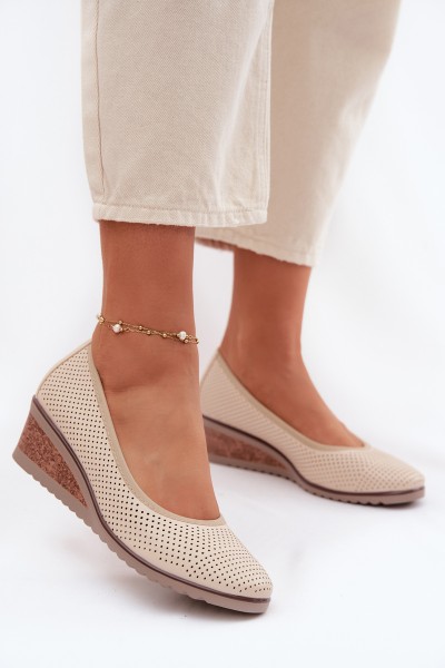 Women's Platform Shoes Vinceza 58629 Light Beige