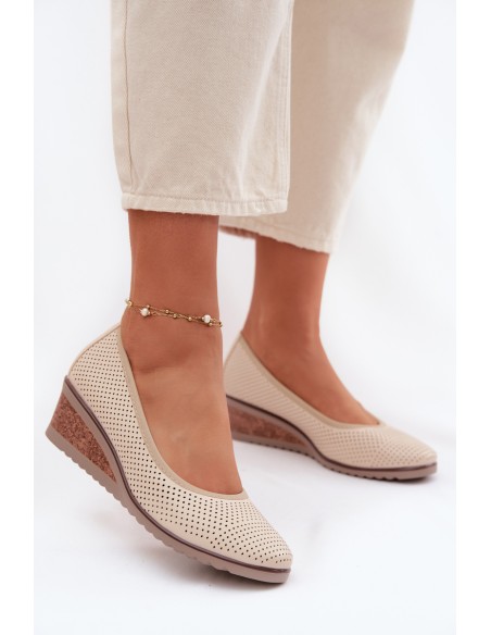 Women's Platform Shoes Vinceza 58629 Light Beige