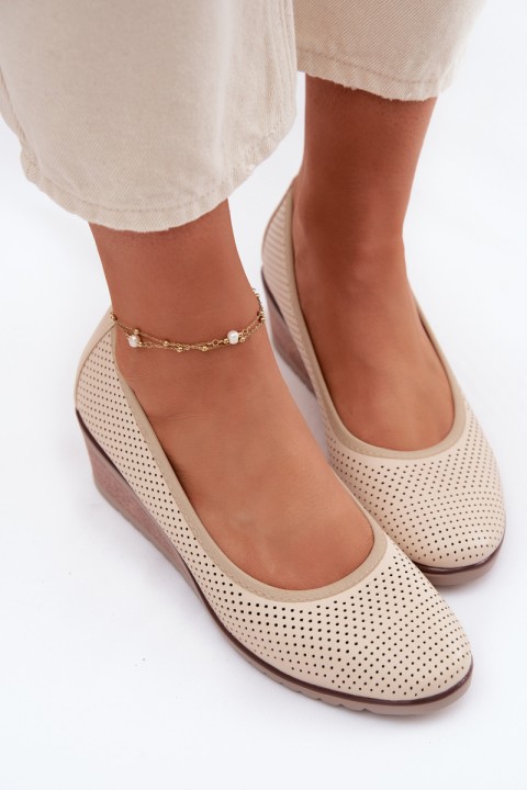 Women's Platform Shoes Vinceza 58629 Light Beige