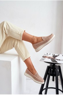 Women's Perforated Loafers Sergio Leone MK097H Beige