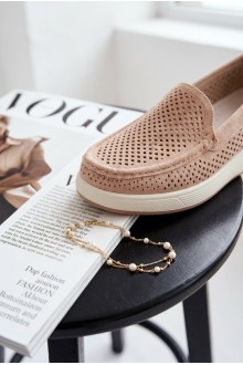 Women's Perforated Loafers Sergio Leone MK097H Beige 2