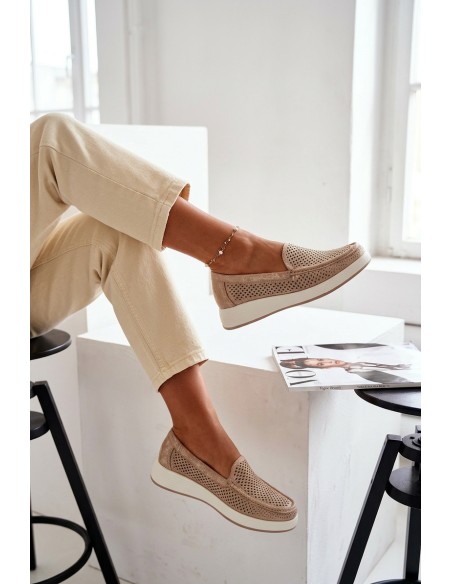 Women's Openwork Moccasins Sergio Leone MK097H Gold