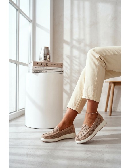 Women's Openwork Moccasins Sergio Leone MK097H Gold