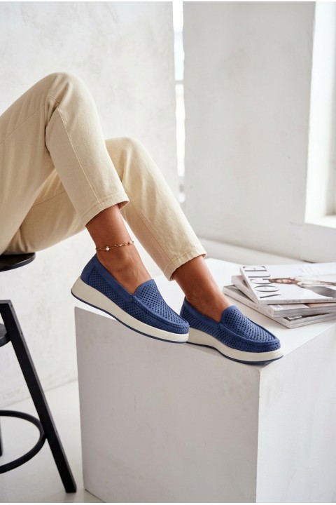 Women's Perforated Moccasins Sergio Leone MK097H Blue