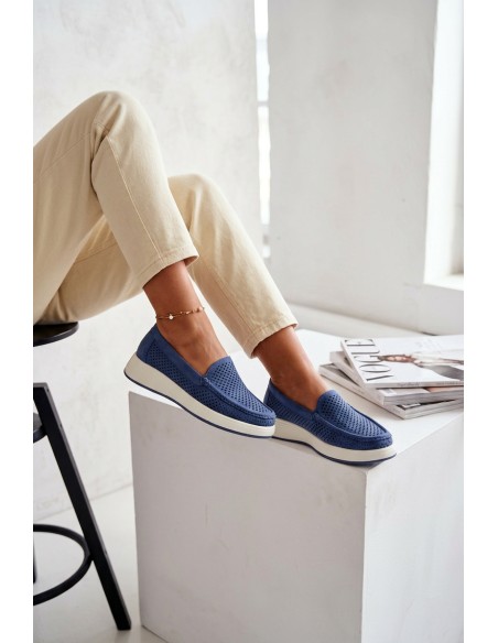Women's Perforated Moccasins Sergio Leone MK097H Blue