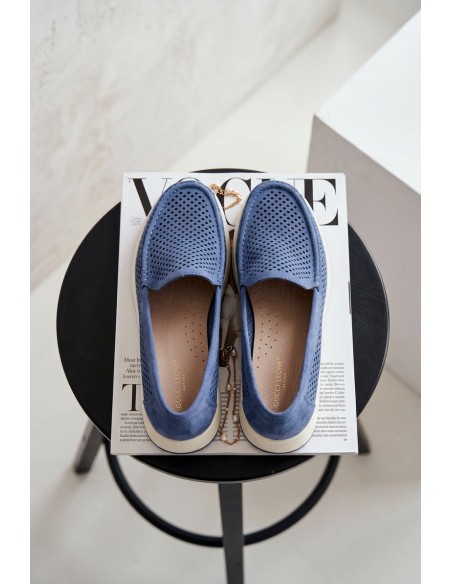 Women's Perforated Moccasins Sergio Leone MK097H Blue