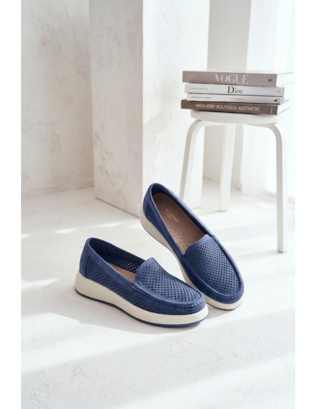 Women's Perforated Moccasins Sergio Leone MK097H Blue
