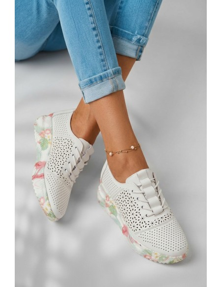 Leather Open Women's Shoes White Telina