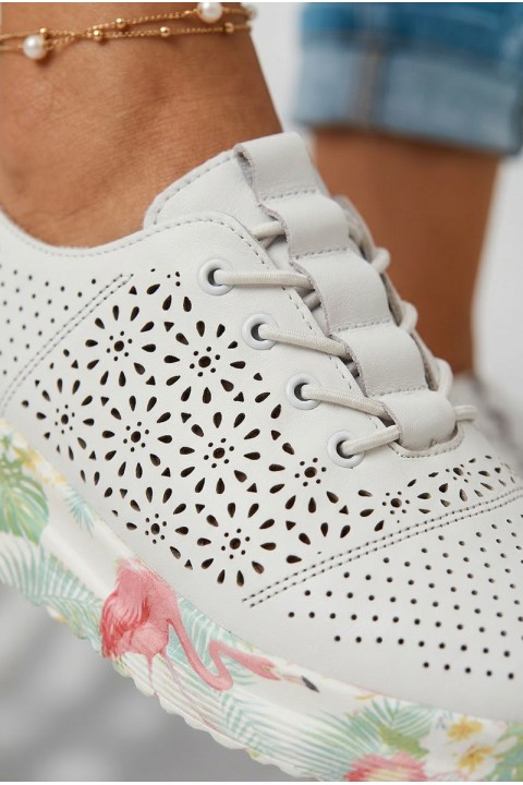Leather Open Women's Shoes White Telina