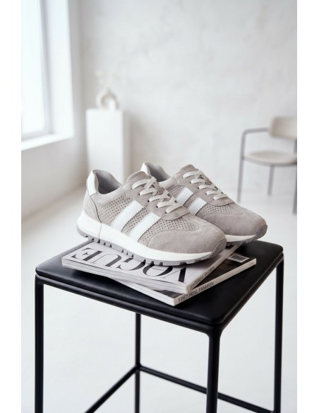 Women's Sneakers Gray Genuine Suede Marceline