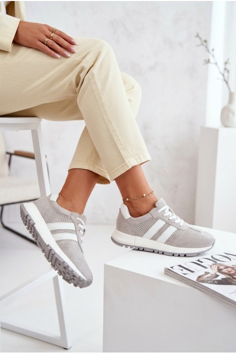 Women's Sneakers Gray Genuine Suede Marceline