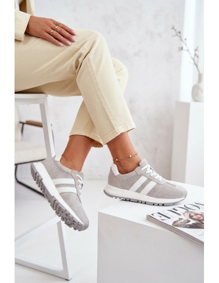 Women's Sneakers Gray Genuine Suede Marceline