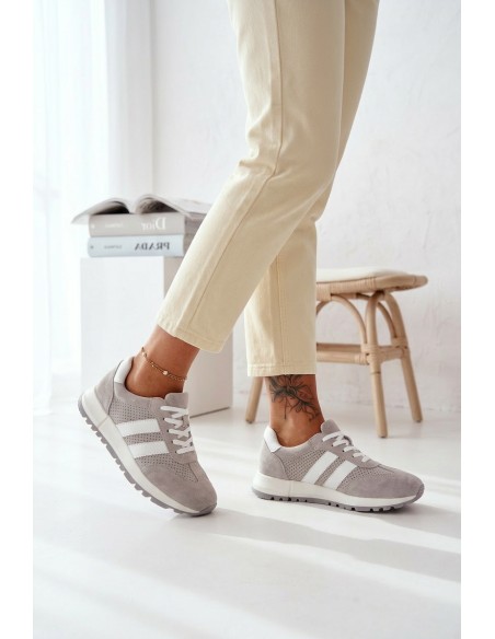 Women's Sneakers Gray Genuine Suede Marceline