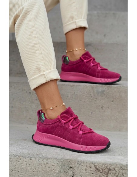 Leather Suede Women's Sneakers Fuchsia Bemela