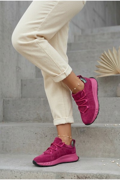 Leather Suede Women's Sneakers Fuchsia Bemela 2