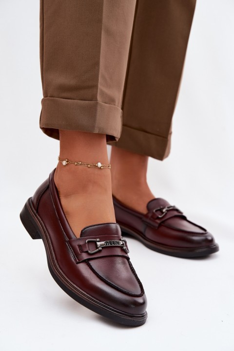 Leather Women's Moccasins Vinceza 39983 Burgundy