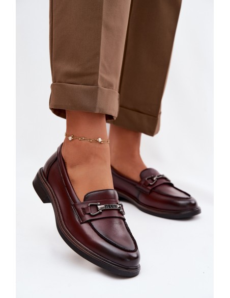 Leather Women's Moccasins Vinceza 39983 Burgundy