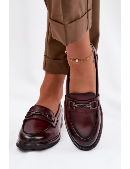 Leather Women's Moccasins Vinceza 39983 Burgundy