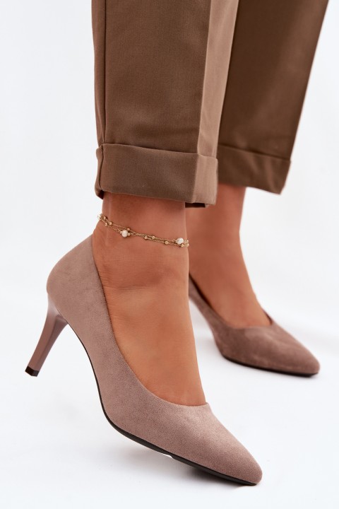 Eco Suede Heels Sergio Leone 1336 Light Brown