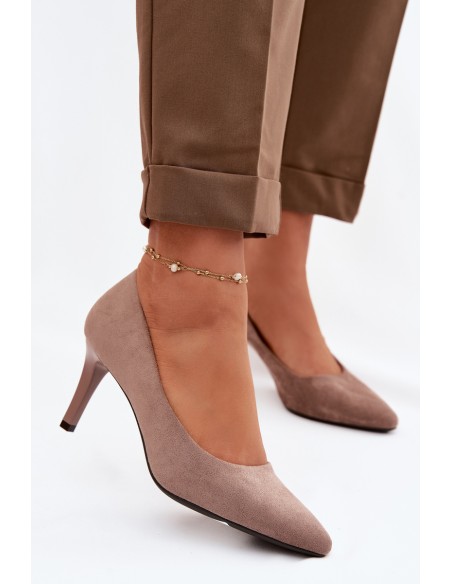 Eco Suede Heels Sergio Leone 1336 Light Brown