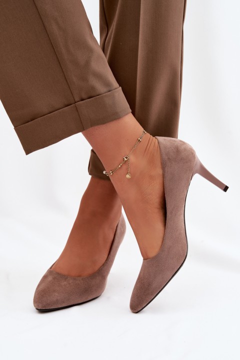 Eco Suede Heels Sergio Leone 1336 Light Brown