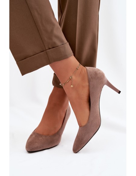 Eco Suede Heels Sergio Leone 1336 Light Brown