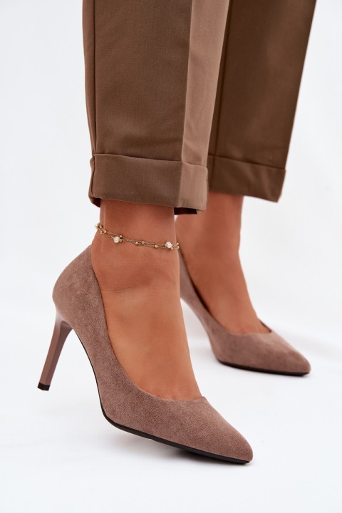 Eco Suede Heels Sergio Leone 1339 Light Brown