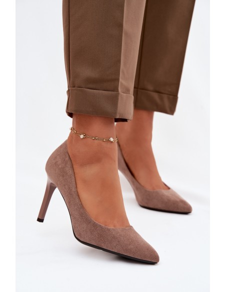 Eco Suede Heels Sergio Leone 1339 Light Brown