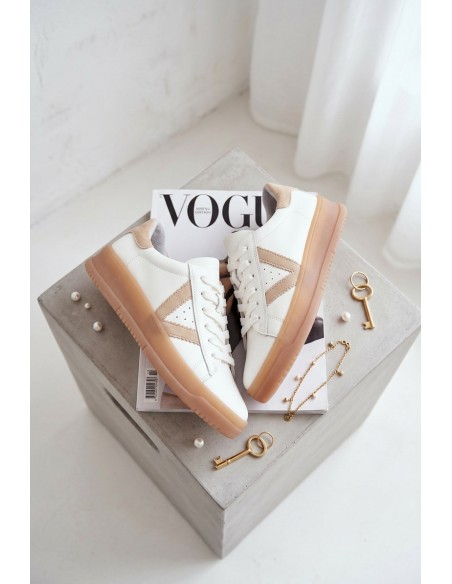 Women's Sneakers Made of Genuine Leather on Platform Vinceza 79597 White