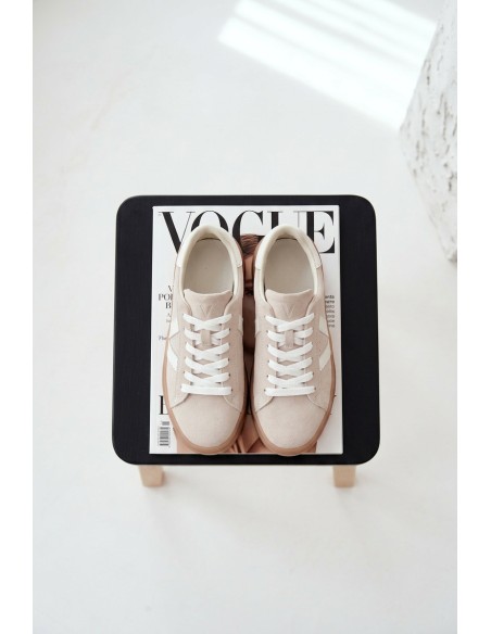 Women's Sneakers Made of Natural Suede on Platform Vinceza Beige