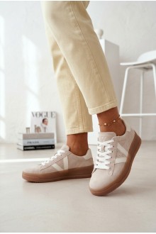 Women's Sneakers Made of Natural Suede on Platform Vinceza Beige 2