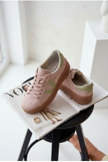 Women's Sneakers Made of Natural Suede on Platform Vinceza 79597 Pink 2