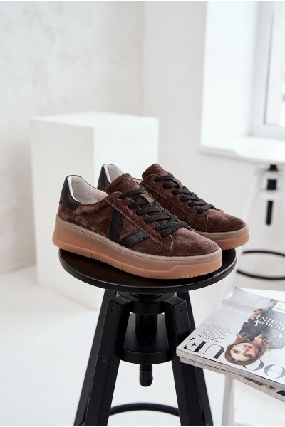 Women's Sneakers Vinceza 79597 on Platform Brown