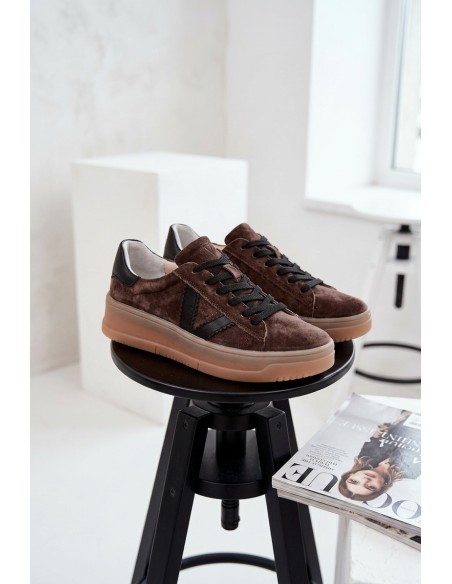 Women's Sneakers Vinceza 79597 on Platform Brown