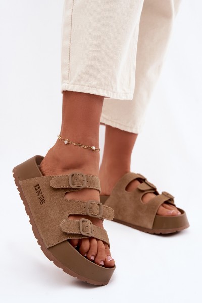Women's Thick Platform Sandals With Straps Big Star TT274530 Camel
