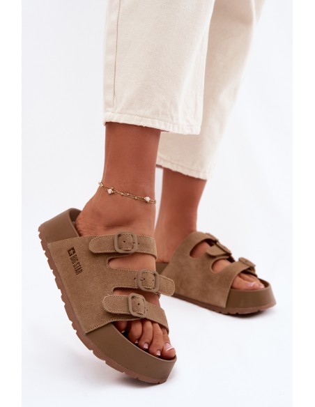 Women's Thick Platform Sandals With Straps Big Star TT274530 Camel