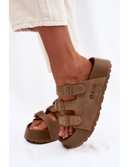 Women's Thick Platform Sandals With Straps Big Star TT274530 Camel