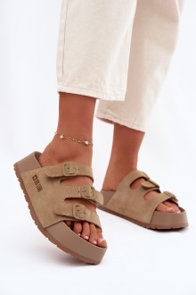 Women's Massy Platform Slides With Straps Big Star Beige