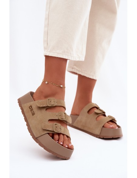 Women's Massy Platform Slides With Straps Big Star Beige