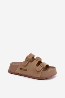 Women's Massy Platform Slides With Straps Big Star Beige 2