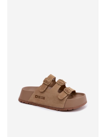 Women's Massy Platform Slides With Straps Big Star Beige