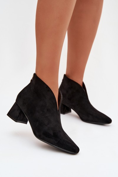 Women's Block Heel Ankle Boots with Stitching Black Darlisse
